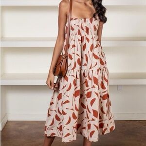 Chic Rust and Cream Patterned Maxi Dress